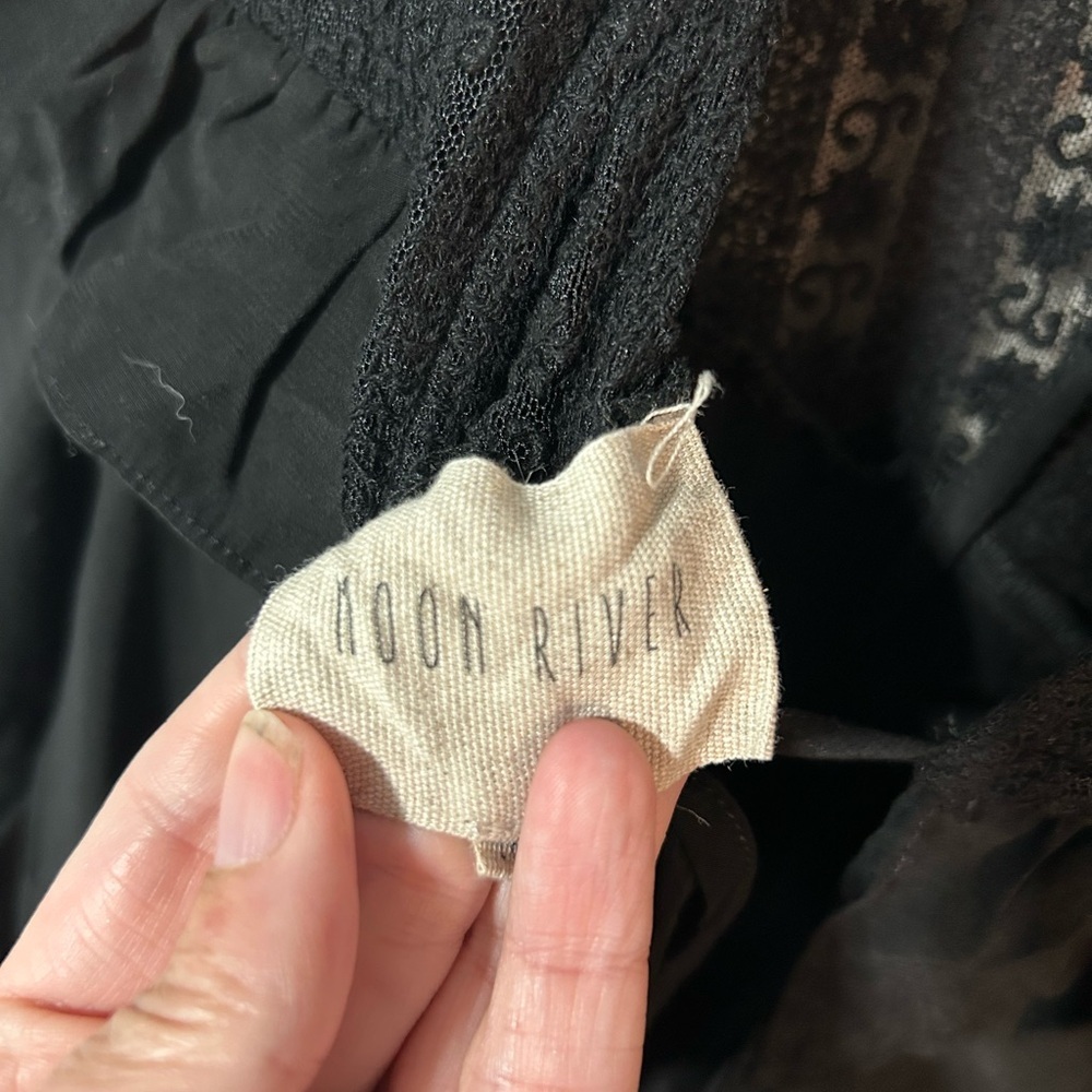 Lace Babydoll Mini Dress Long sleeve Dark Romantic Goth Black Bow Y2K 90, Medium - Picture 7 of 11